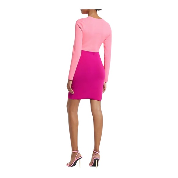 Express Body Contour Long Sleeve Color Block Cutout Mini Sweater Dress | Size S - Picture 2 of 11